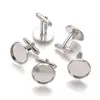 Wholesale Custom Silver Color 316L Stainless Steel Metal Cuff link Blanks For Inlay