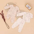 100% cotton printing 2pcs baby clothing set baby bodysuit set organic bodysuits with ribbon