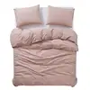 Washed Cotton Duvet Cover Set, Yarn Dyed Plain Solid Color, Comfy and Soft Bedding with Zipper Closure and Corner Ties