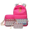 Factory Latest Design High Quality Children Girls Print Canvas Backpack School Bag Set with Shoulder Bags