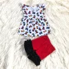 2018 fashion children clothes sets lapel pattern print tops and shorts dress sets girl clothing sets