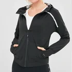 Yihao wholesale black jacket long sleeve sport coat,fitness running speed dry jacket women