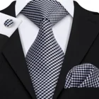 Checked White Black High Quality Mens Silk Tie and Pocket Square Set