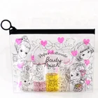 2019 hot sale custom logo portable Plastic zipper Clear pouch Waterproof Mini women PVC Cosmetic Bag with full printing