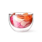 Hand Made Clear Double Wall Glass Salad Bowl Kitchen Utensils
