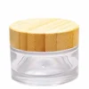 Cosmetics 5ml 15ml 30ml Hand Cream Eye Cream Transparent Frosted Glass Jar with Bamboo Cover
