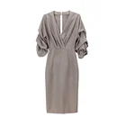Wholesale Custom Womens Summer Brown V Neck Sexy Check Party Long Dress Dresses Women Party