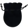 Custom Brand Logo Acceptable Black Jewelry Pouches drawstring Velvet Necklace Guard bags