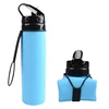 Wholesale Private Label BPA Free outdoor sports silicone recycled fitness foldable water drinking collapsible water bottle