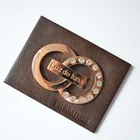 Custom metal logo embossed designer Zinc Alloy Metal leather/metal label