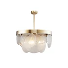 Factory price luxury commercial villa hotel stair well crystal beaded pendant light golden chrome chain long chandelier