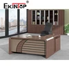 Ekintop home luxury modern black solid teak wood l-shaped partner hotel office writing desk