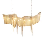Nordic Post modern luxury Aluminum chain fringe golden LED ceiling chandelier lighting for hotel lobby