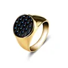 316L Stainless Steel Factory Price 18K Gold Plated Sky Blue Color Carbon Fiber engagement Rings