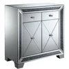 Contemporary Style Crushed Diamond Silver 2 Drawer Mirror Cabinet