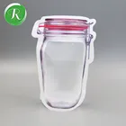 Reusable Bags Stand Up Zipper Bag Special Shape Mason Jar Pouch Reusable Stand Up Plastic Zipper Bags