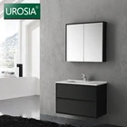 wall mounted washbasin bathroom cabinet high gloss black finish bathroom mirrored cabinet vanity