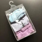 Custom Printed Transparent Plastic underwear sock Hanger Button Closure PVC Gusset bag with hanger