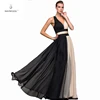 2019 hot women evening dress strap mesh chiffon ball gown floor length sexy girl pleat patchword color cocktail dresses