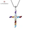 Wholesale jewelry natural gemstones modern sterling silver cross pendants with CZ