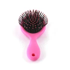 Customized Black Abs Plastic Straightener Nylon Teeth Hairbrush Long Handle Hair Brush With Metal Pin