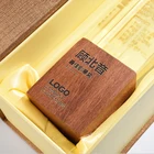 High Quality Rectangular Transparent Crystal Tablet Custom Crystal Wooden Base Trophy