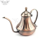 600ml Fashion Copper Long Narrow Spout Tea Pot Turkish Coffee Drip Pot Factory OEM Drip Coffee Kettle