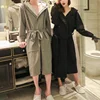 Pure cotton pajamas women robe homewear men bathrobe hooded leisure wear