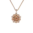 Women Round Jewelry Flower Pendant Necklace