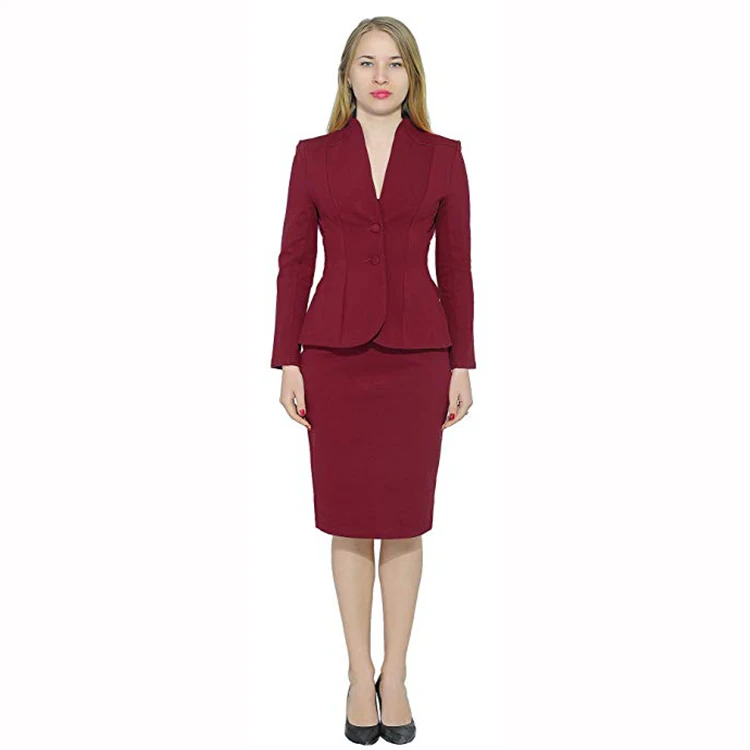 بدلة تنورة حمراء لربيع وخريف للسيدات بتصميم جديد مخصص بسعر الجملة زهيدة الثمن