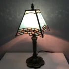 8 Inch Fancy Tifany Style Reading Lamps Aqua Blue Desk Table Lighting Resin Base Tiffany lamp for Bedroom
