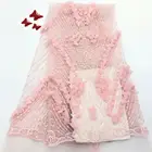 Sinya 3d flower lace Embroidery fabric High quality Wedding Dress African Net lace with beads French Handmade lace