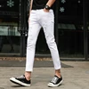 2019 Mens Distress Ripped Denim Jeans Black and White man jeans casual pants