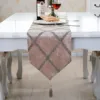newest velvet plaid modern geometric buffalo check diamond design restaurant dining heat resistant table runner and mat