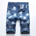 2019 Fashion Mens Biker Denim Shorts Distressed destroyed men broken holes brushed Mens Skinny Denim Shorts Jeans