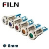 FILN 8mm 12v led chrome metal indicator light red green blue white yellow led metal pilot lamp car warning signal light