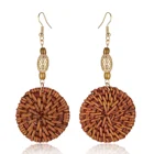 Unique Boho Bamboo Wicker Straw Rattan Earring holiday gift earrings for women