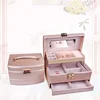 Luxury Portable Cosmetic Box 3 Layers Ring Necklace Storage Packaging Carrying Case Jewelry Organizer