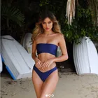 2019 Custom high quality lycra satin swimwear off shoulder bikini