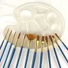 12 Set Nylon Hair Artist Professional Paint Brush with Round Pointed Tip For Acrylic Watercolor Oil Painting
