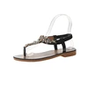 Ladies Simple platform Flat-FORM Transparent Beaded Clear Woman Gladiator Italian Strappy Rhinestone Sandals Flat