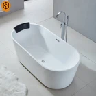 Comfortable bathroom furniture oval acrylic stone bathtub solid surface bath tub