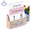 Wooden Block Perpetual Calendar Desk Accessory Chic Any Year/Month / Day Block Calendar for Home Office Decoration