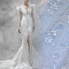 YZ270 Crystal mesh embroidery fancy wedding white tulle sequins lace bridal fabric