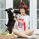 Cotton fashion new girl round neck short sleeve ladies pajamas