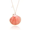 Trendy Freshwater Pearl Charm Seashell Necklace Natural Coral Shell Pendant Necklace