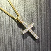 Fashion Jewelry Copper Men's Hiphop 18K Gold Diamond Cross Necklace