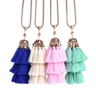 xl01676b Fashion Bohemian Jewelry Trendy 4 Colors Layered Tassel Pendant Long Necklaces For Women
