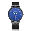 2019 low moq oem logo top sell Blue face stainless steel japan movt waterproof wrist men watches