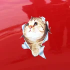 ETIE Vinyl waterproof Cat 3D Wall Sticker cute cat Hole View for car decal car accessories decor